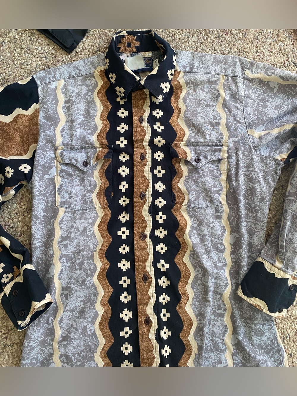 Vintage Panhandle Slim Shirt Brushpopper Western Rodeo Cowboy Aztec 16-35